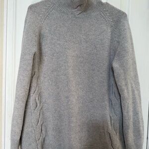 Garnet Hill Mongolian Cashmere Heavy Ply Light Gray Cowl Neck Sweater